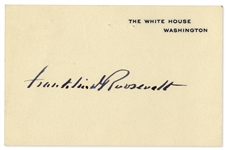 Franklin D. Roosevelt Signature as President Upon a White House Card